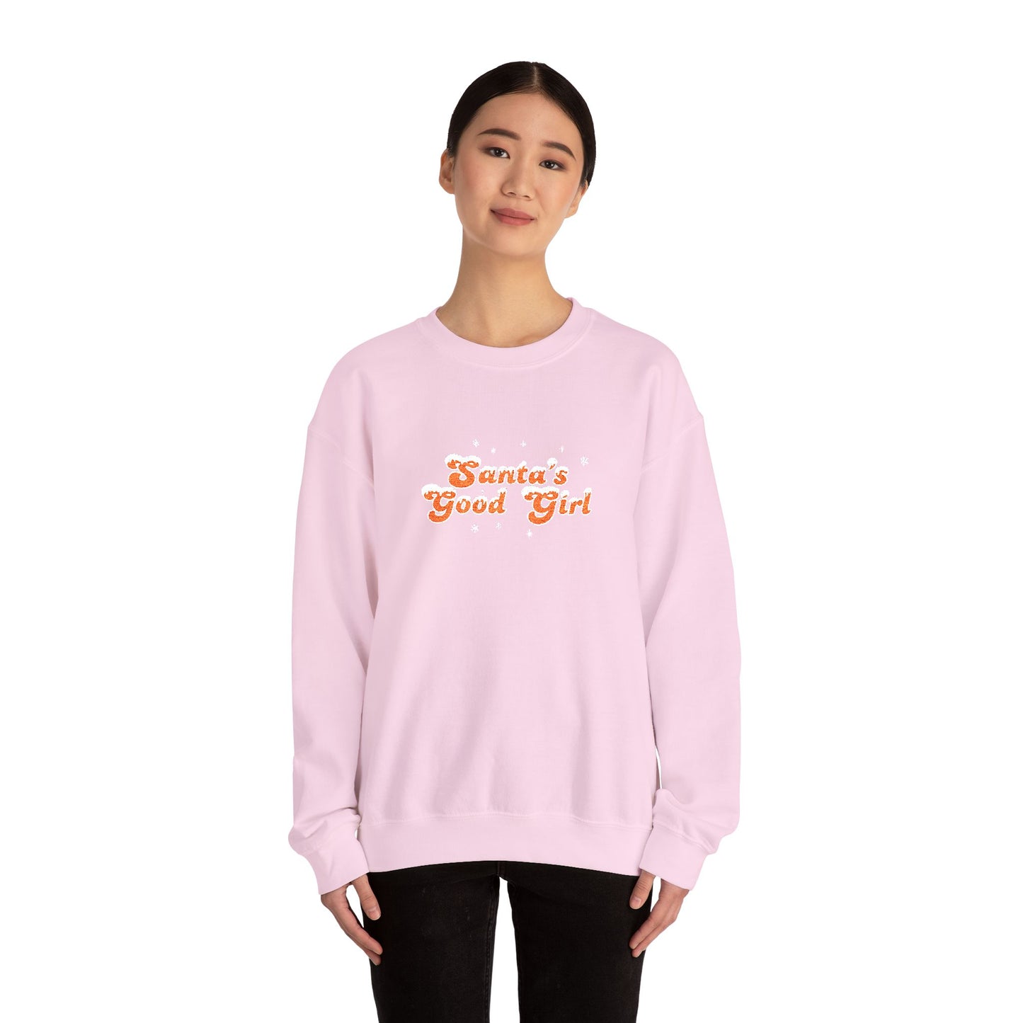 Santa’s Good Girl Embroidered Holiday Sweatshirt — Cozy Bookish Crewneck