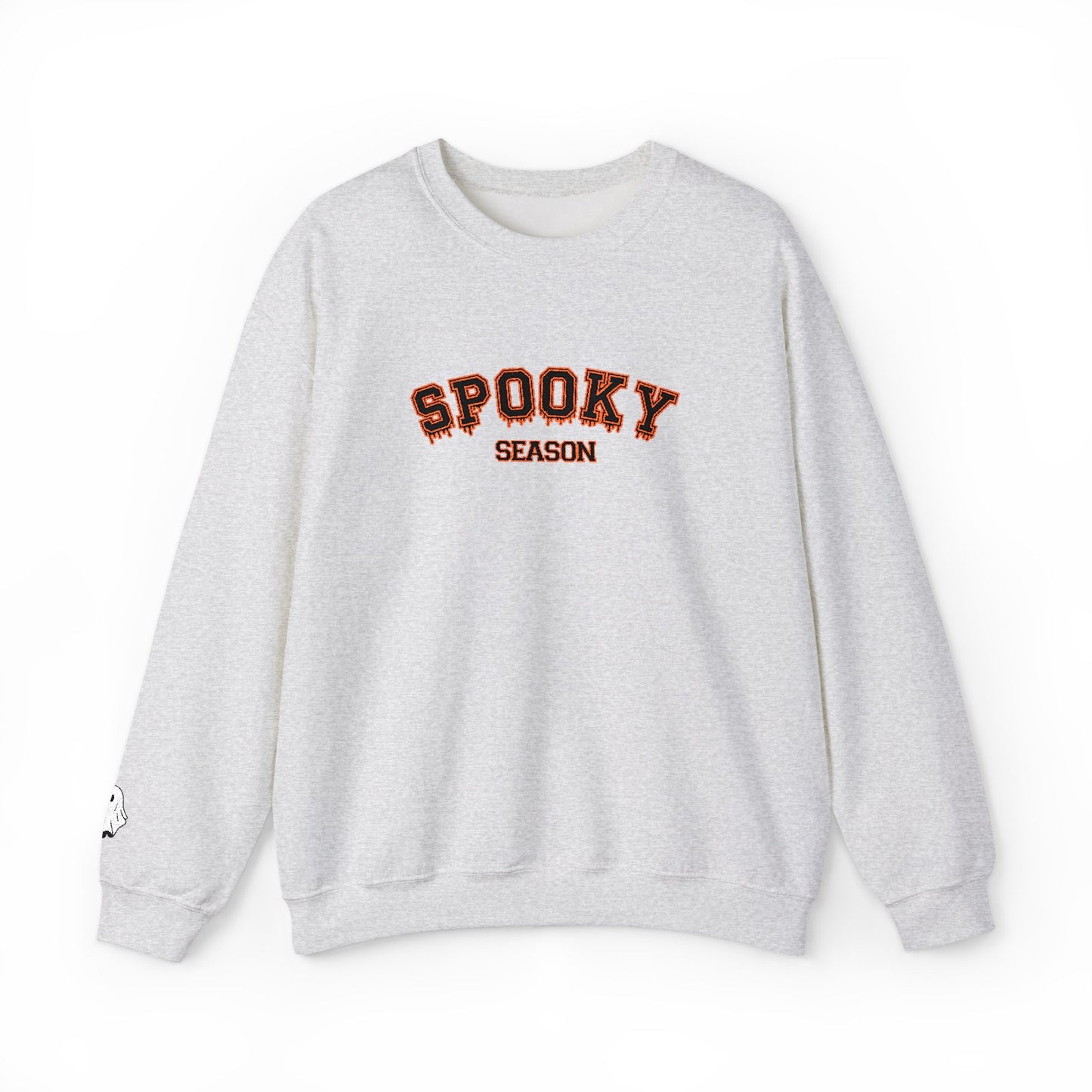 Spooky Season Embroidered Crewneck — Varsity Halloween Sweatshirt