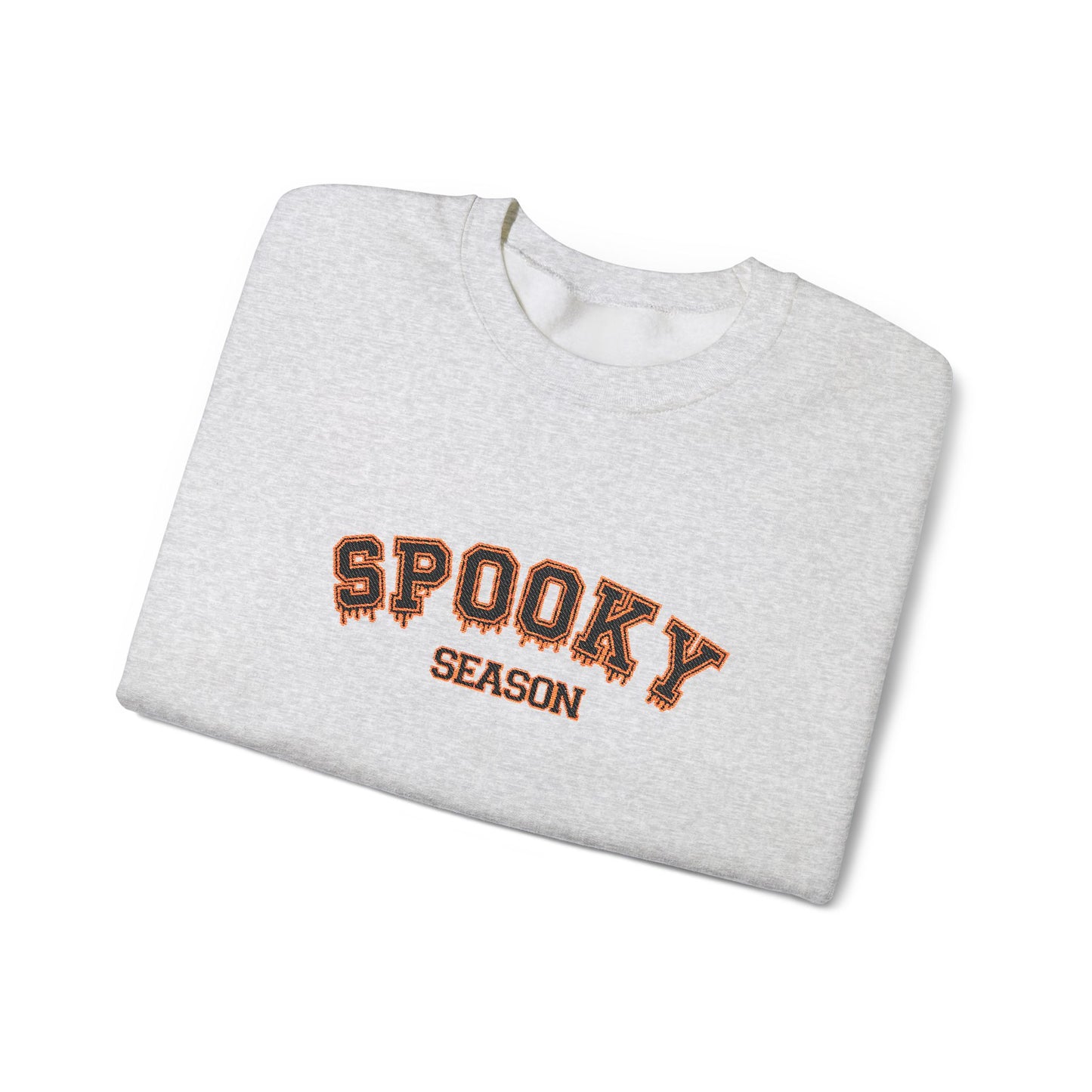 Spooky Season Embroidered Crewneck — Varsity Halloween Sweatshirt