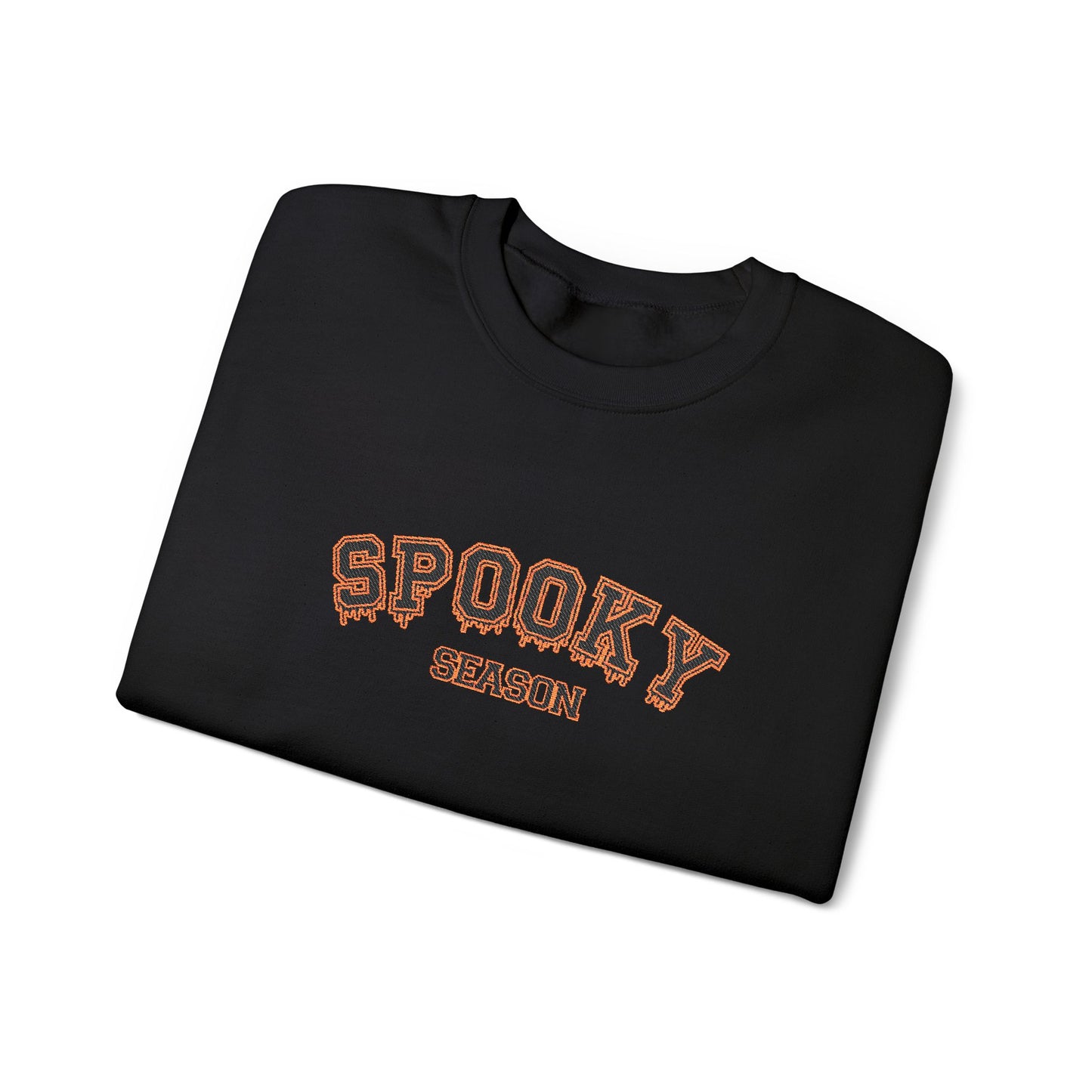 Spooky Season Embroidered Crewneck — Varsity Halloween Sweatshirt