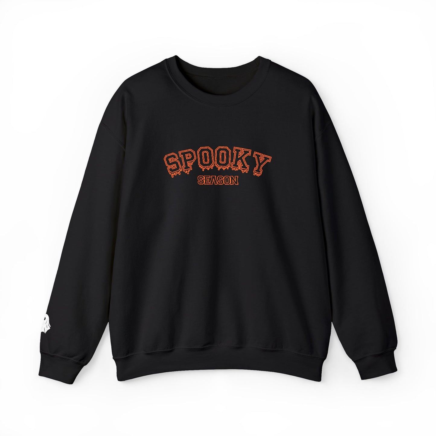 Spooky Season Embroidered Crewneck — Varsity Halloween Sweatshirt