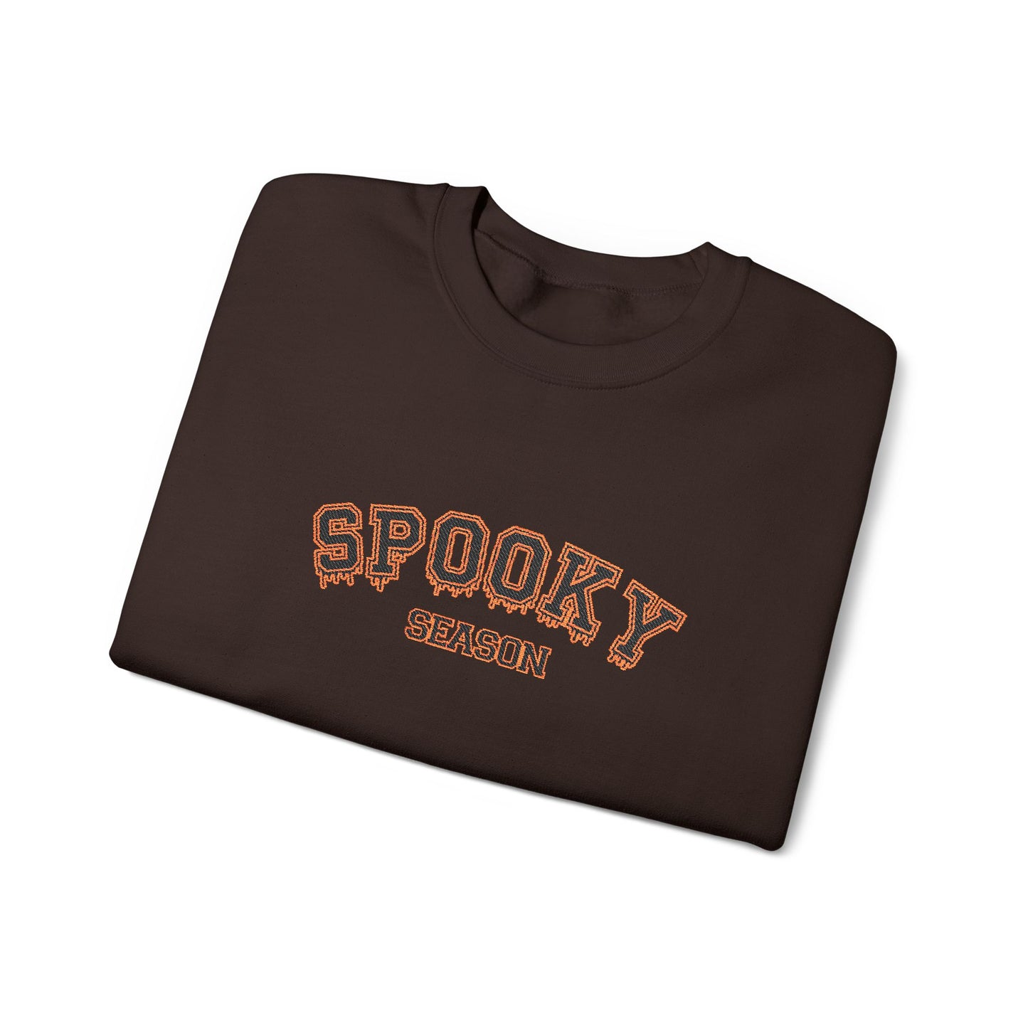 Spooky Season Embroidered Crewneck — Varsity Halloween Sweatshirt
