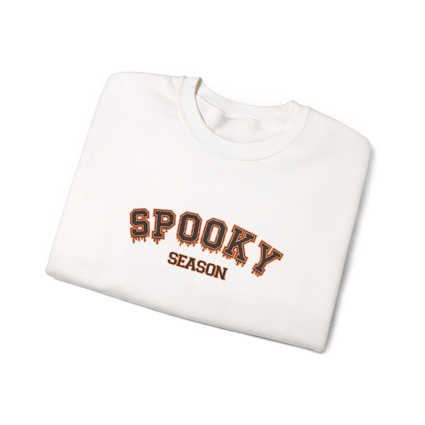 Spooky Season Embroidered Crewneck — Varsity Halloween Sweatshirt