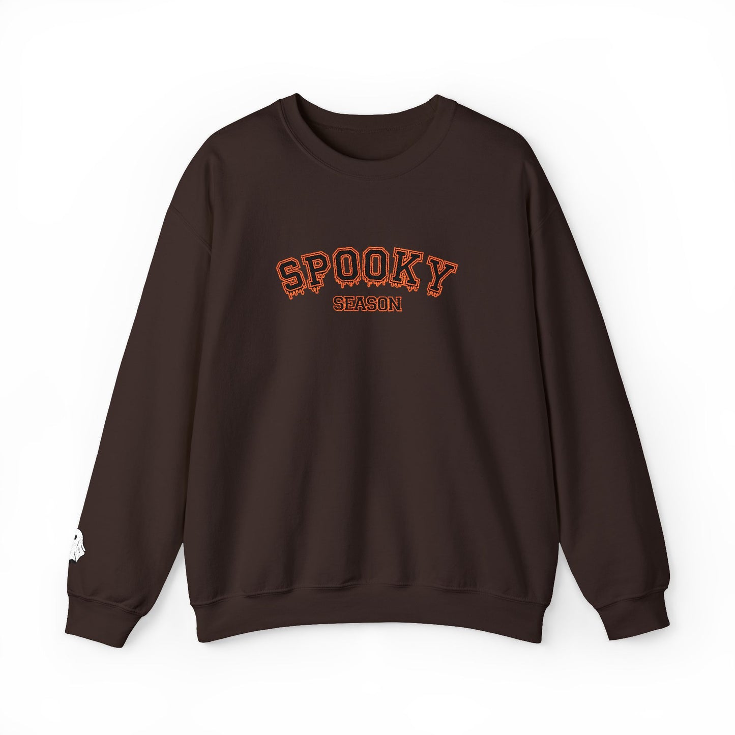 Spooky Season Embroidered Crewneck — Varsity Halloween Sweatshirt